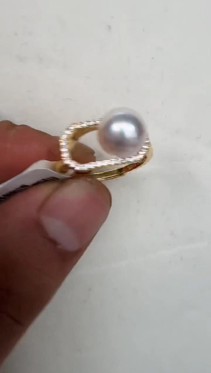 银S925镶嵌戒指海水珍珠戒指