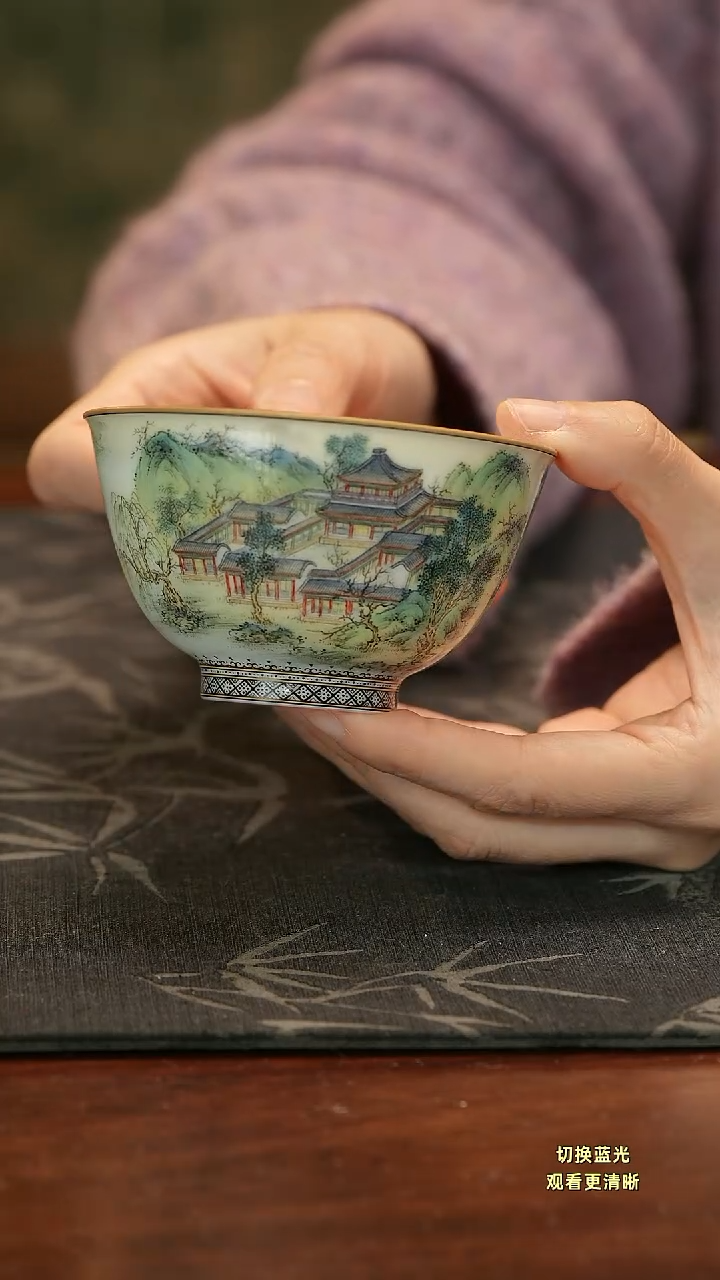 用****6手绘重工粉彩茹古涵今主人杯