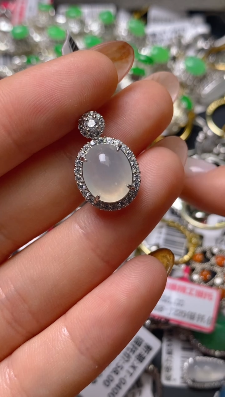 银S925镶嵌戒指翡翠百内无证书