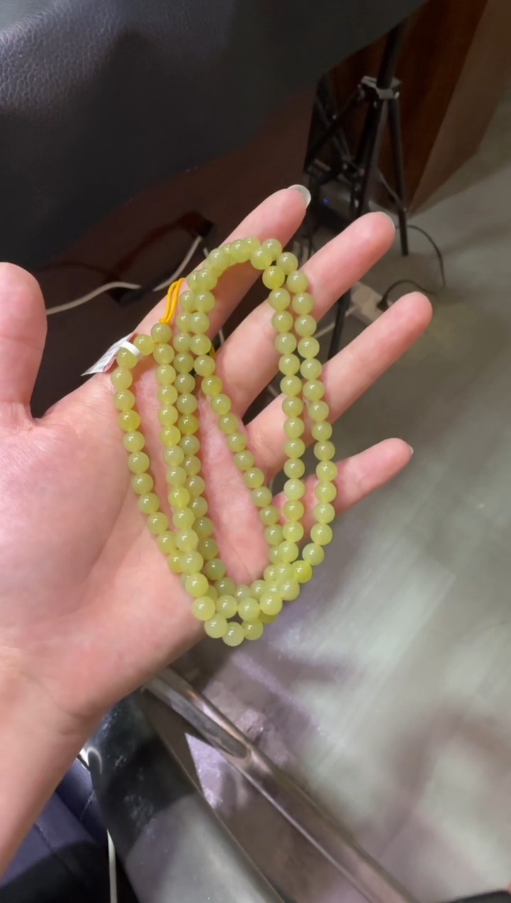 未镶嵌手串和田玉天****行若羌黄口卡6长串（产地直发）