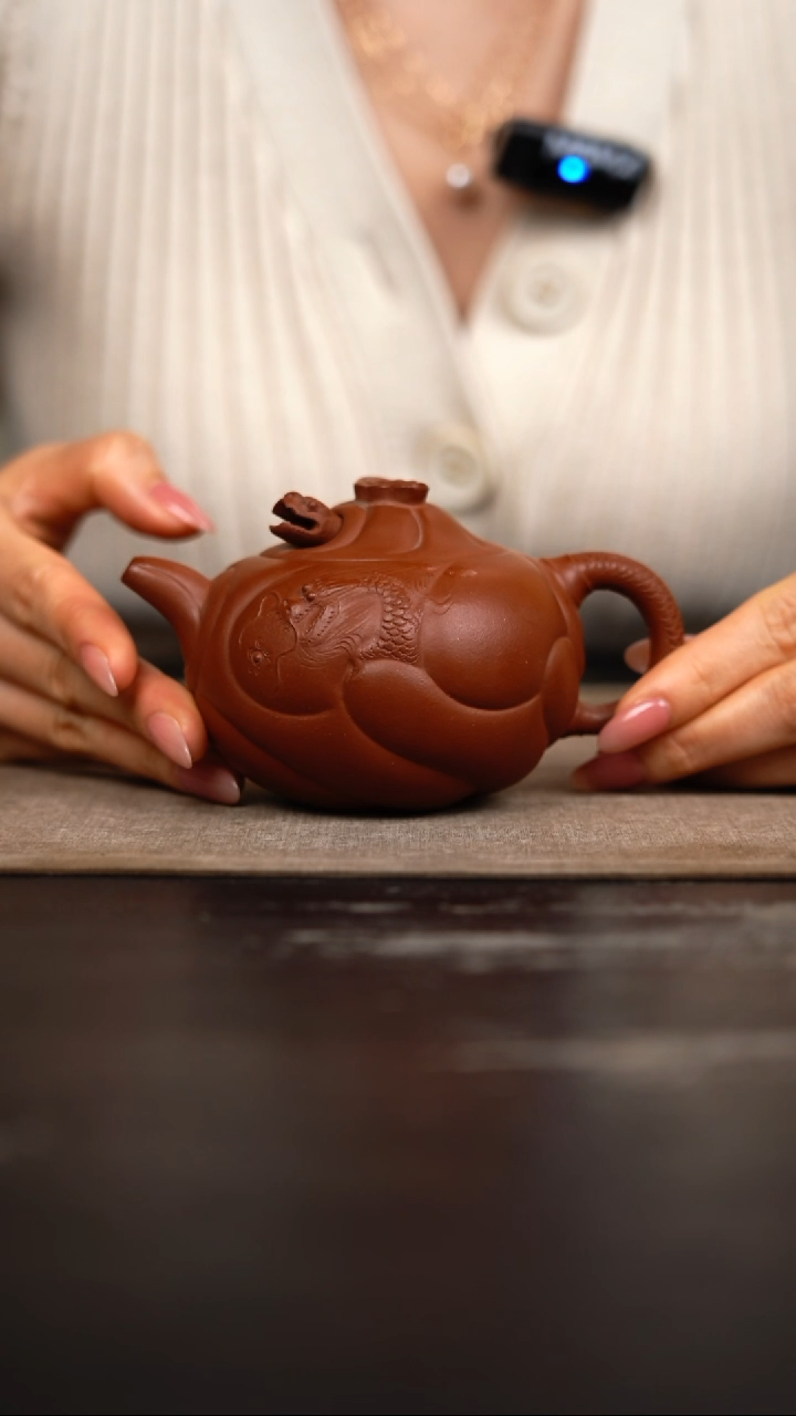 茶壶紫砂老朱泥鱼化龙