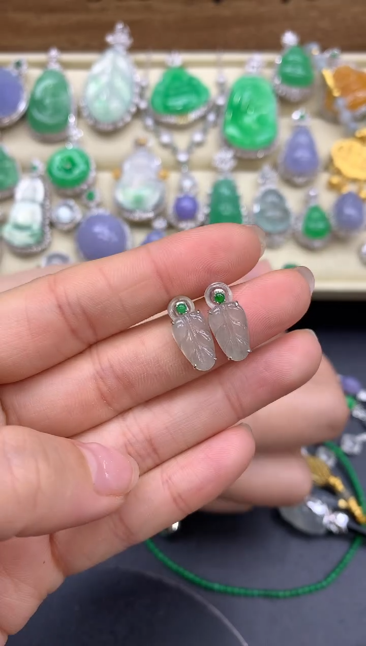 【闪购商品】翡翠耳饰18K金镶嵌244-中国好珍宝