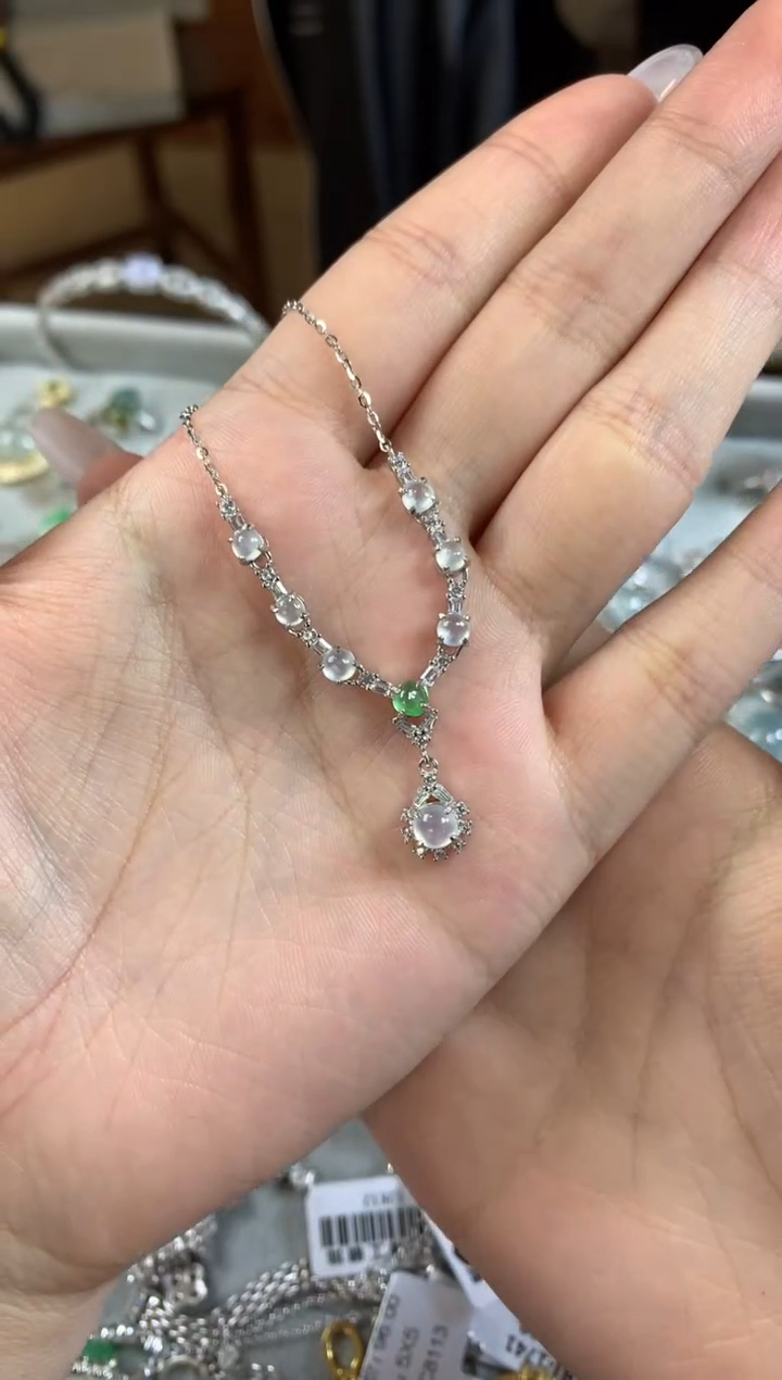 银S925镶嵌戒指翡翠Z**✨项链