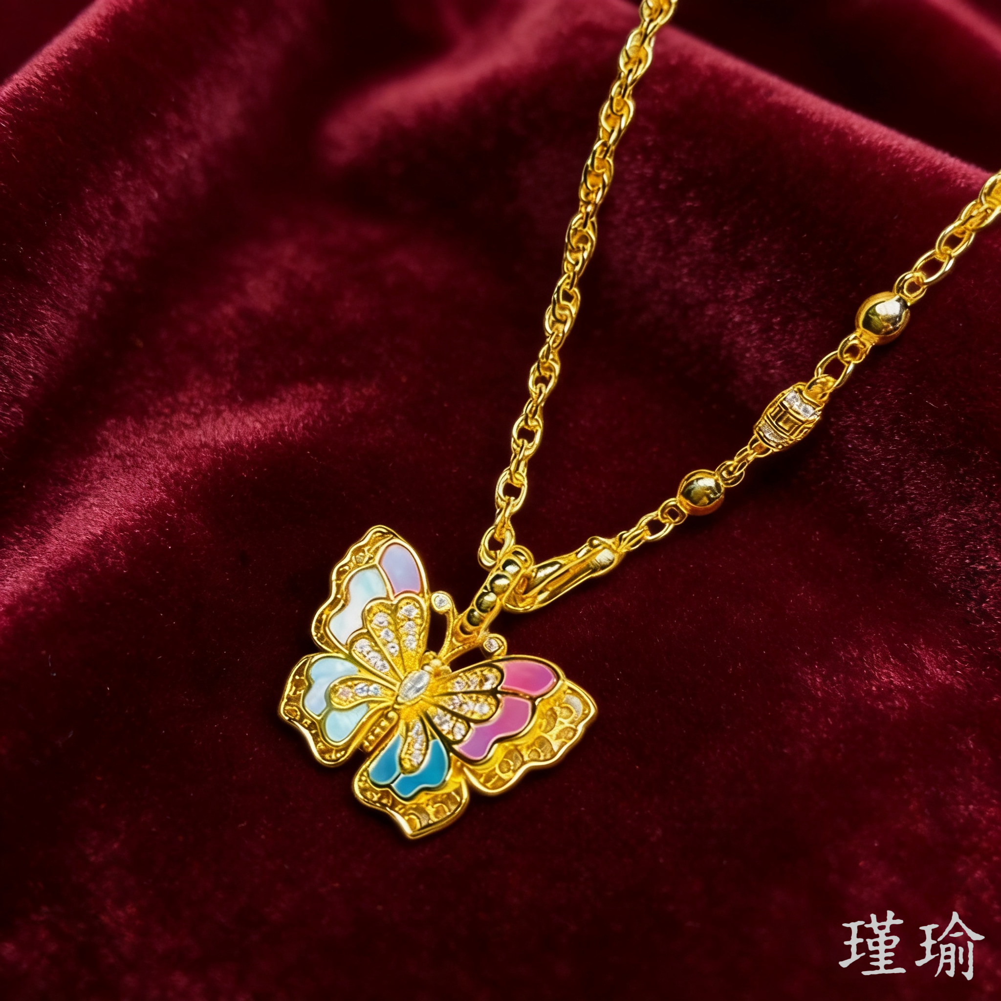 K0570精工黄色蝴蝶项链多样性发货48788