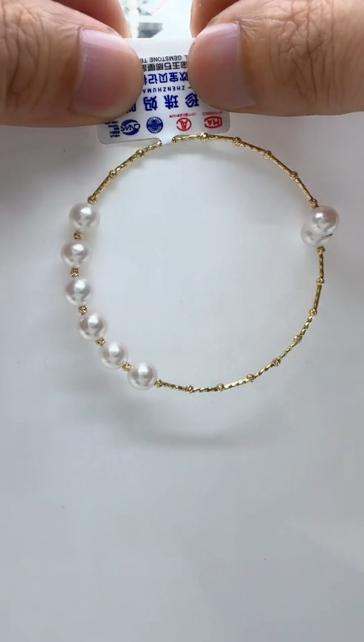 【闪购商品】淡水珍珠手镯18K金镶嵌清货