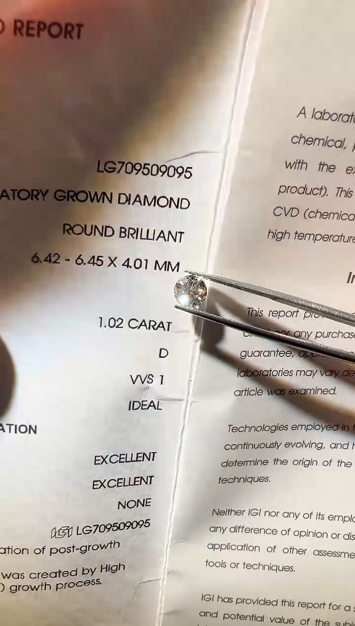 合成钻石裸石未镶嵌欣***✨LG9095 1.02ct