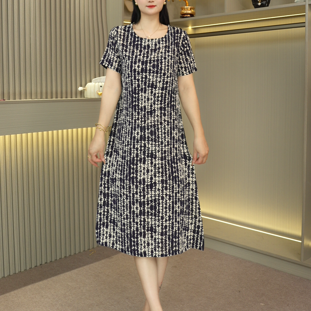 【马赛克】夏季新品百搭休闲大方减龄宽松遮肉连衣裙