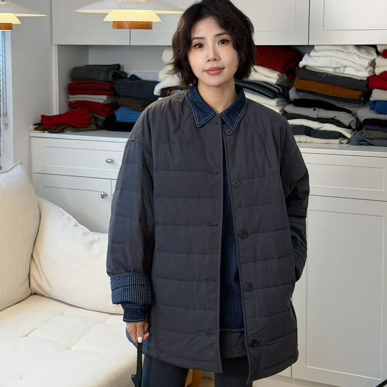 【深町】冬季新款韩版风衣款休闲保暖外套