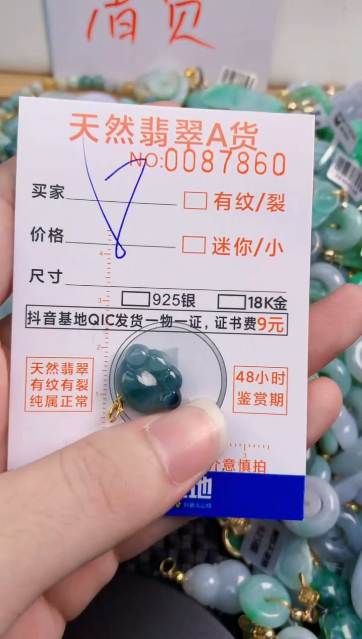 翡翠未镶嵌吊坠(不含链)       1