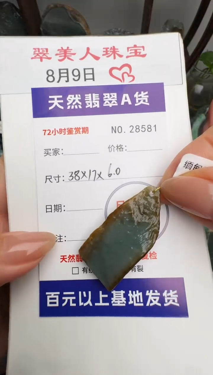 翡翠未镶嵌颈饰原石28581