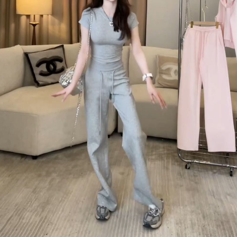 2025春夏新款气质显瘦辣妹上衣裤子套装LK2501506