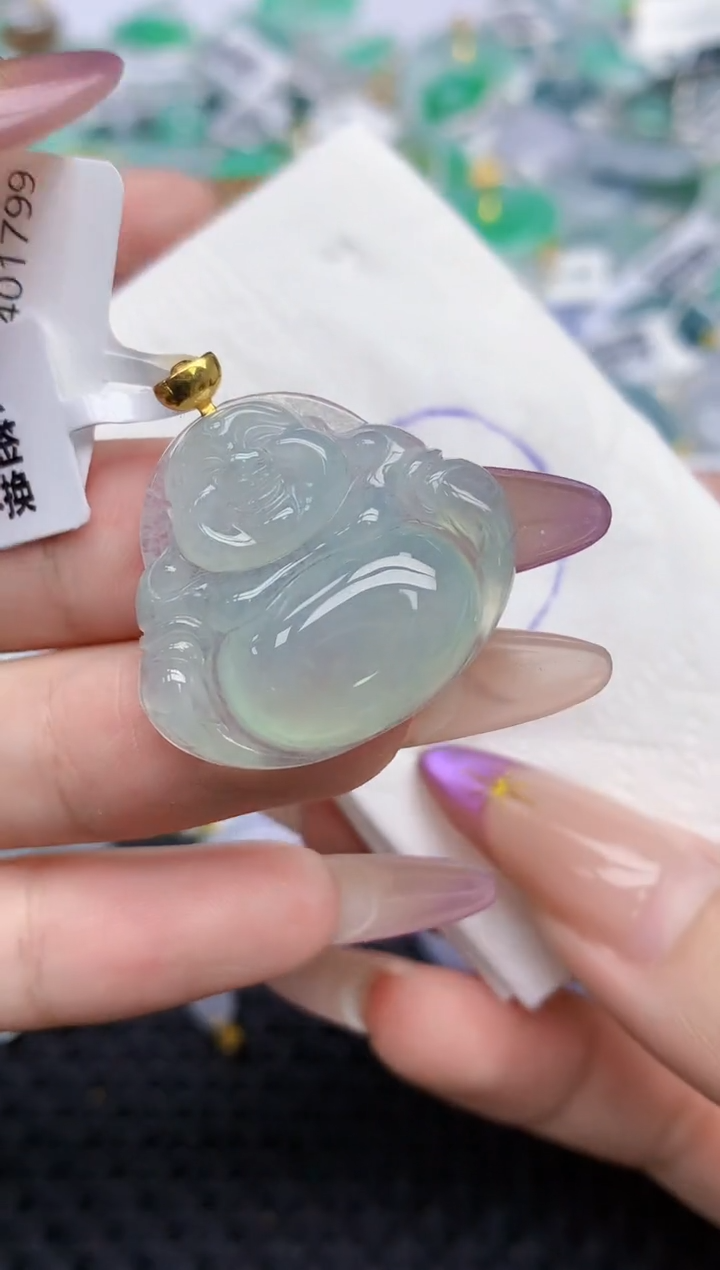 翡翠18K金镶嵌颈饰268   天然翡翠A货  百元以上9米证书费自理