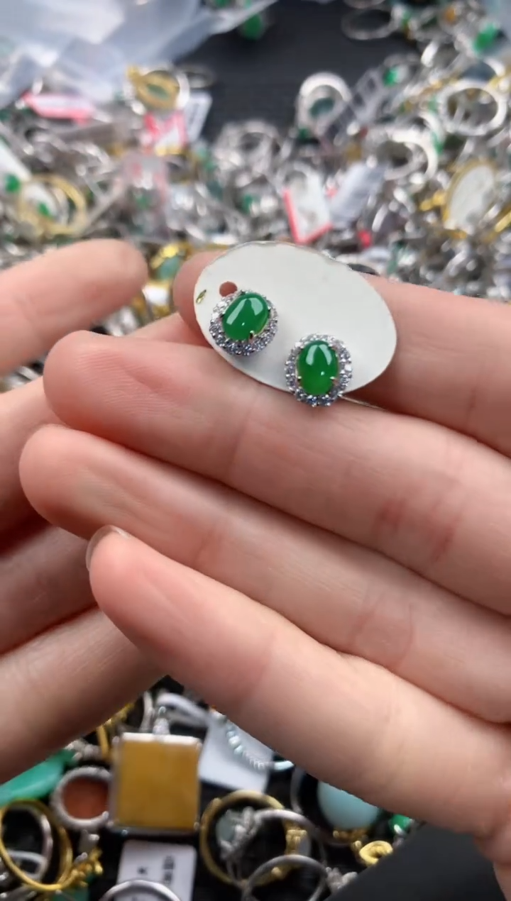 银S925镶嵌戒指翡翠555      1