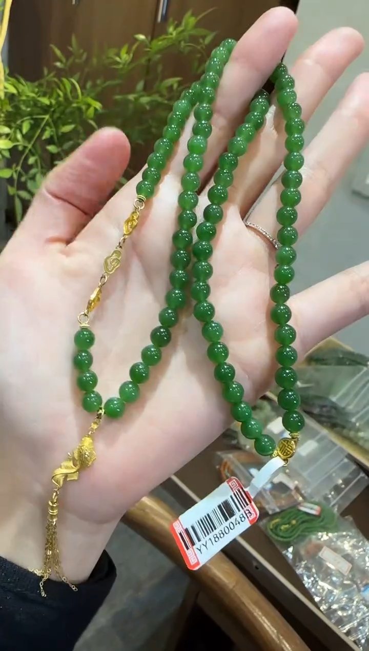 【闪购商品】和田玉手串18K金镶嵌1