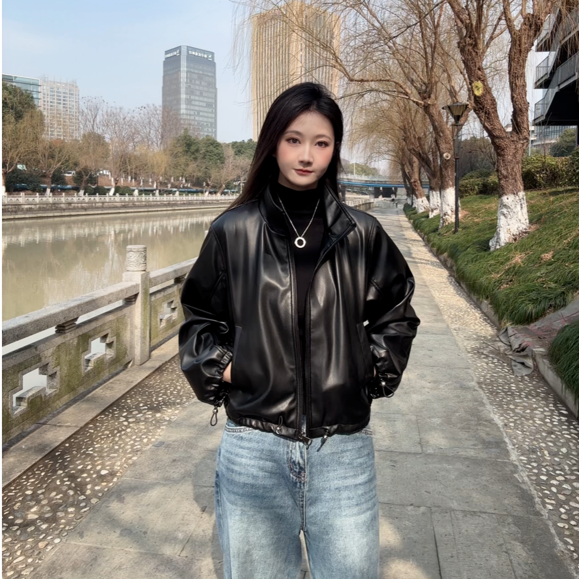 早春新款皮衣外套短款女时尚时尚气质百搭13311小众韩版休闲