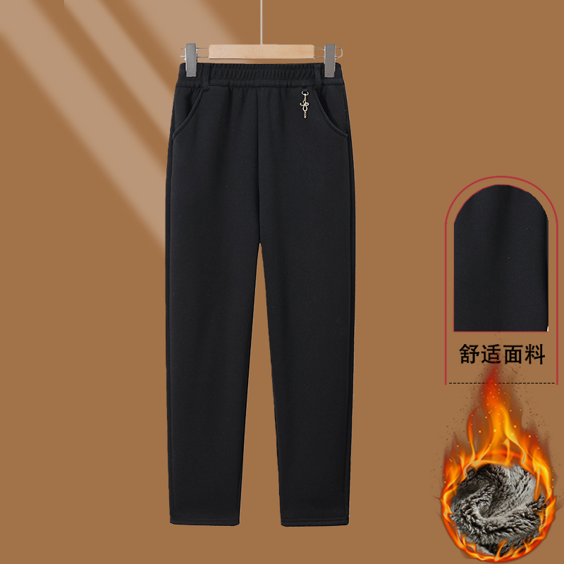 大码妈妈秋冬裤子宽松休闲加绒裤女中老年女裤老人奶奶灯芯绒长裤