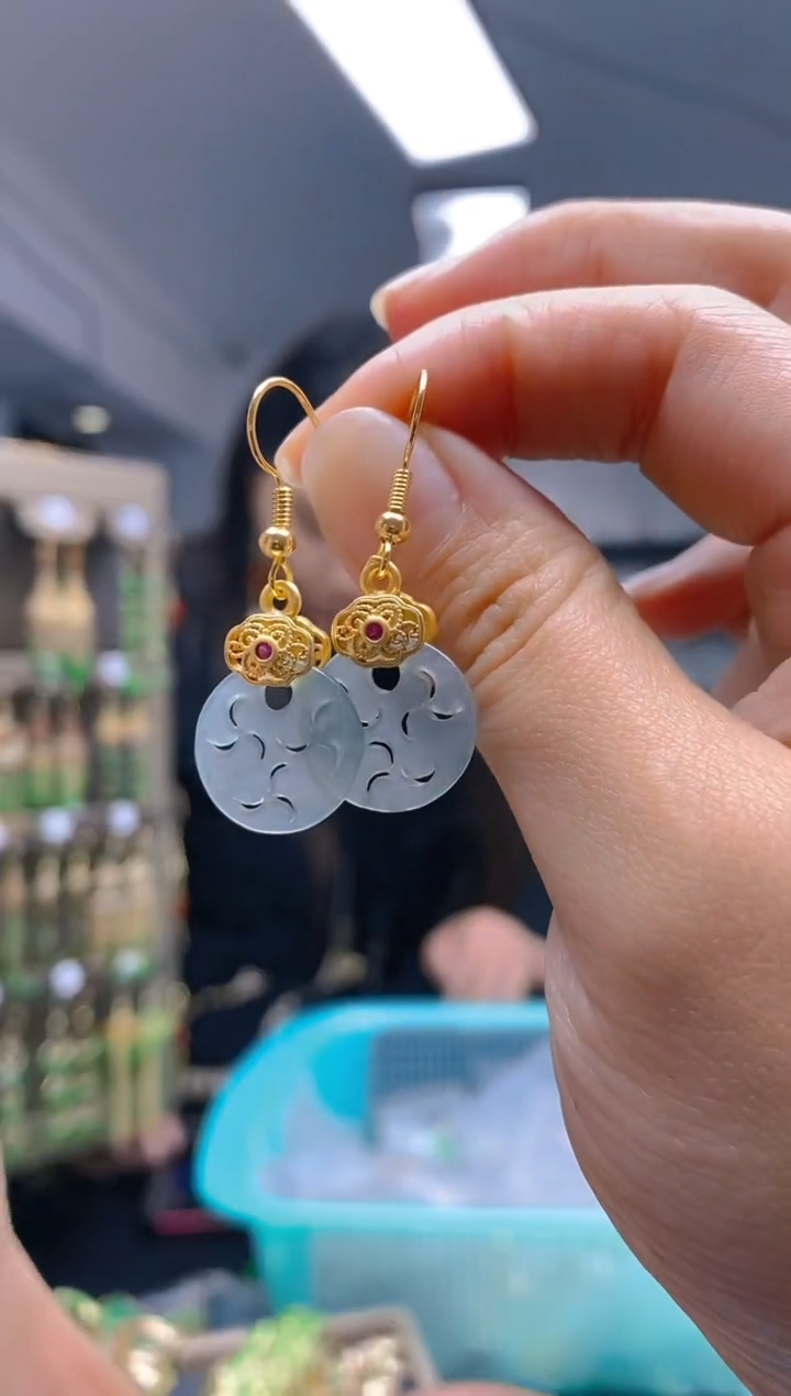 【闪购商品】翡翠耳饰合金0587翡翠耳钩