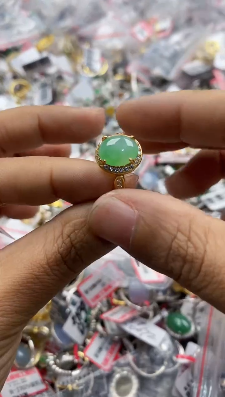 银S925镶嵌戒指翡翠777           2