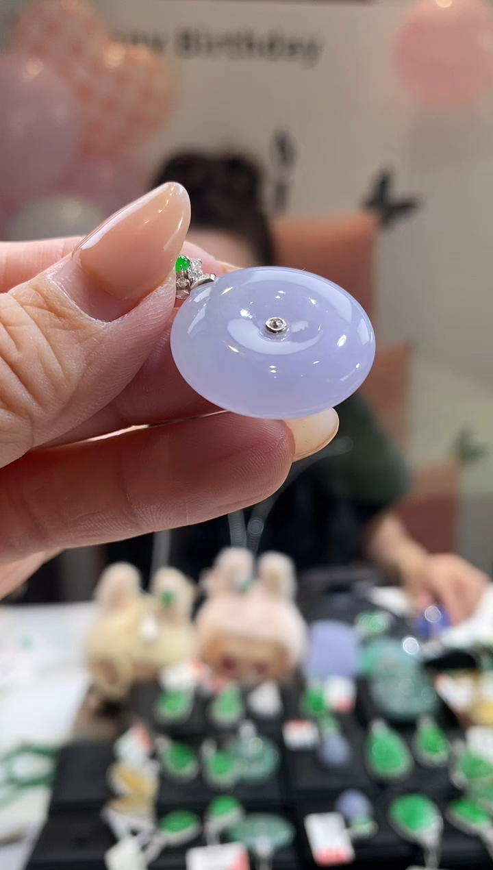 吊坠(不含链)18K金镶嵌翡翠平安扣