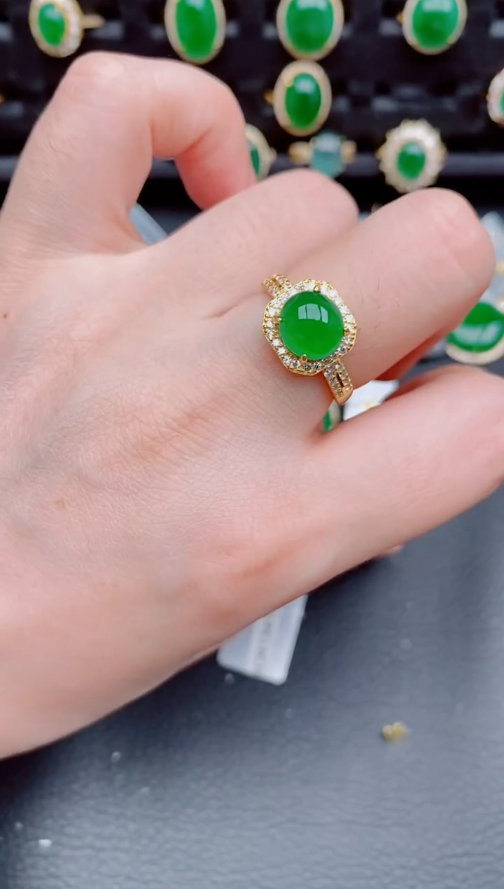 【闪购商品】翡翠戒指银S925镶嵌天然a货翡翠506