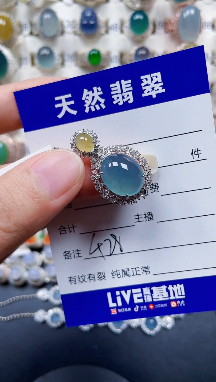 颈饰银S925镶嵌翡翠428