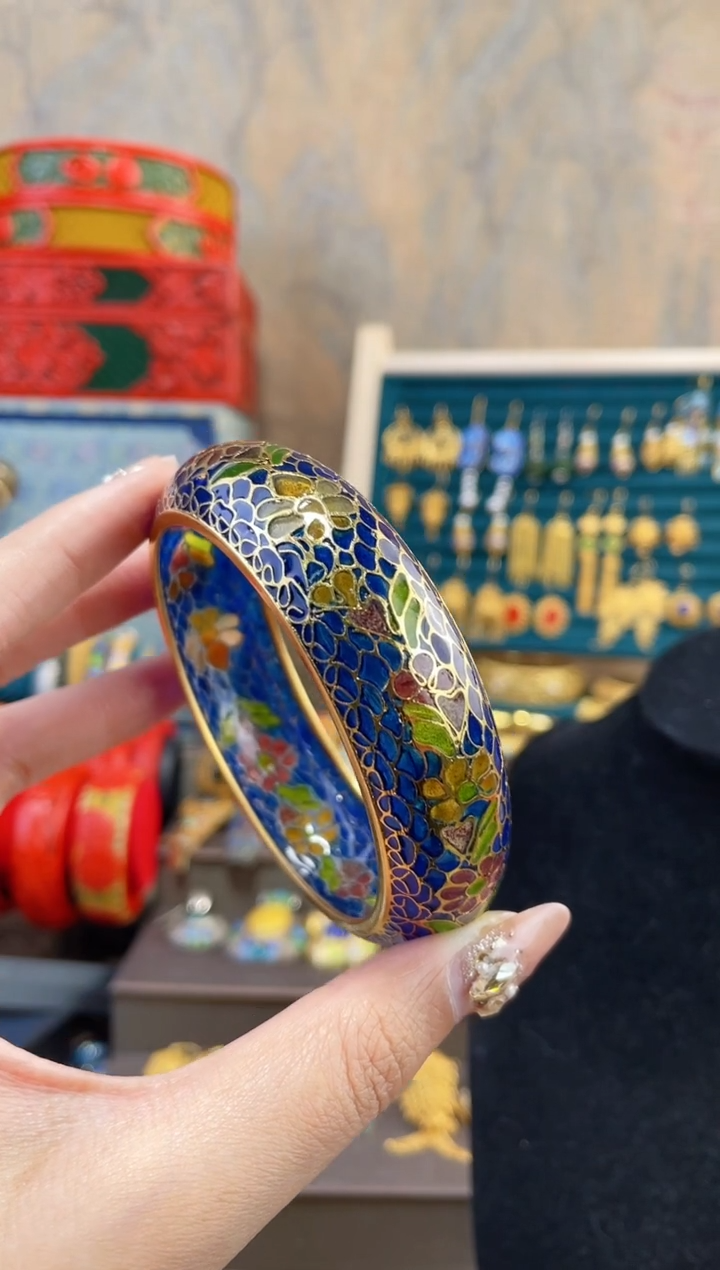 【闪购商品】非遗景泰蓝脱胎镯子55-58宝蓝