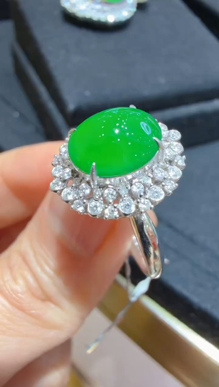 18K金镶嵌戒指翡翠多样性团购发一件
