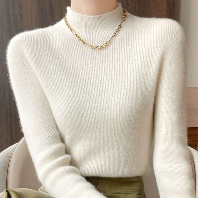 一线成衣山羊绒秋冬女半高领显瘦百搭优雅气质长袖打底衫L08