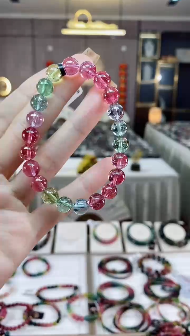 【闪购商品】碧玺收藏级单圈手串8mm+未镶嵌一物一证dan