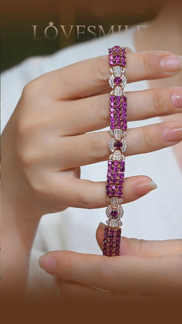 银S925镶嵌手链石榴石035