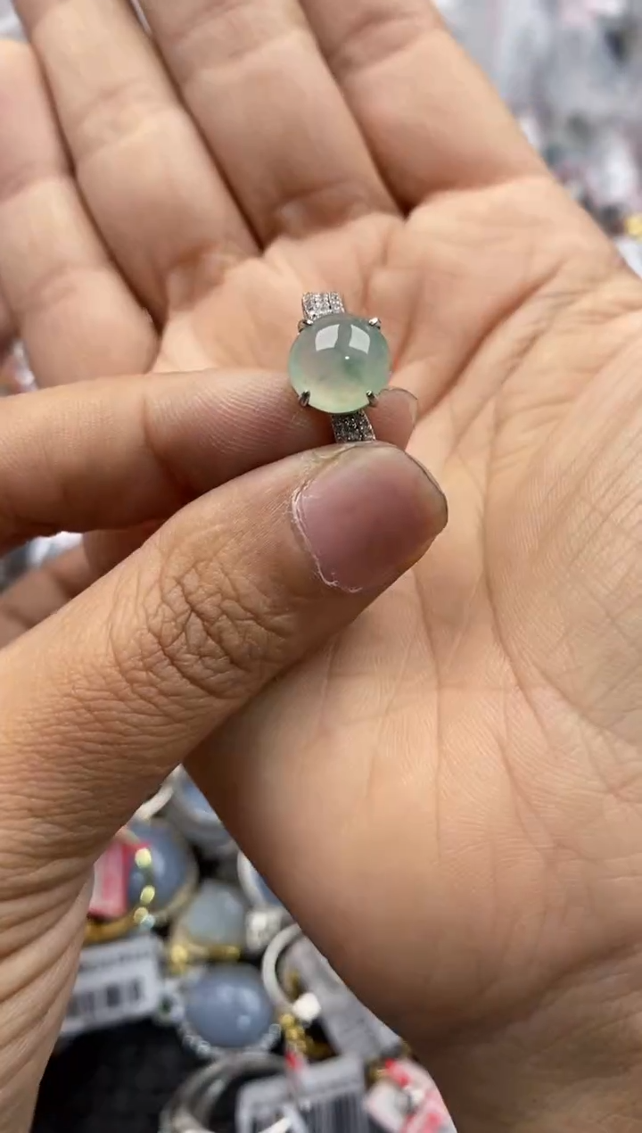 银S925镶嵌戒指翡翠161616----2