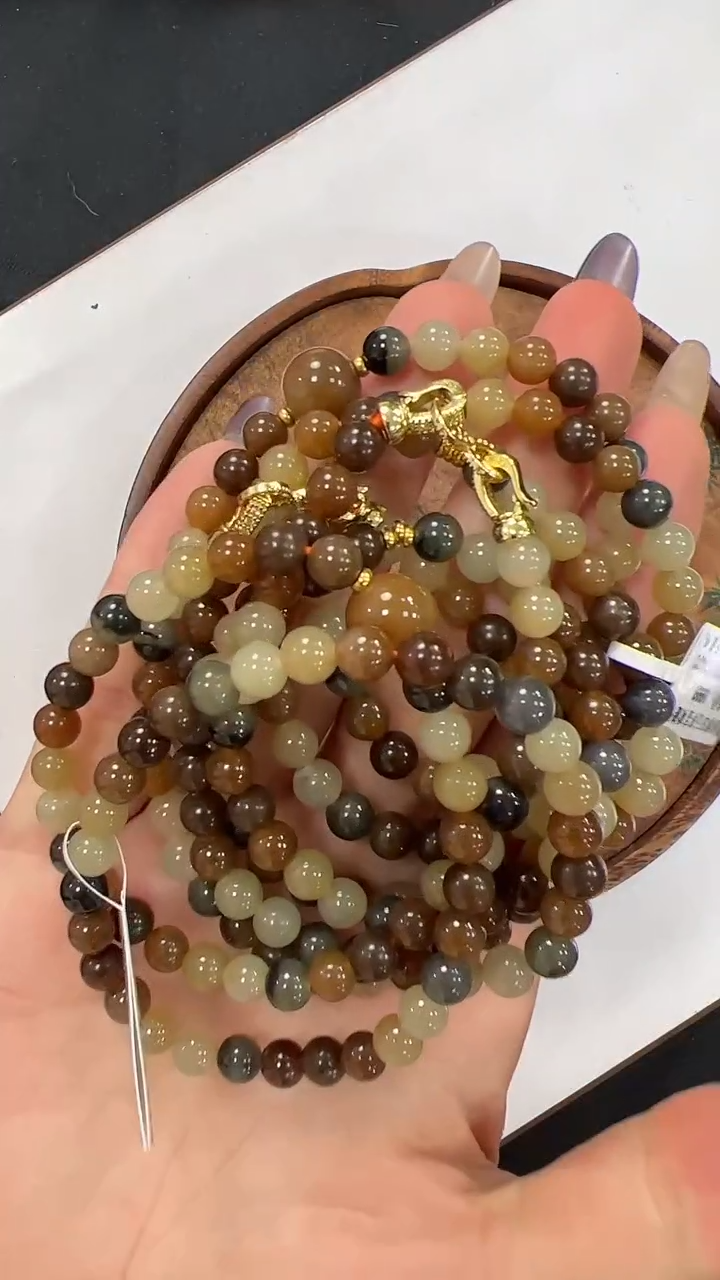 【闪购商品】和田玉项链银S925镶嵌SS1003约5mm多样性发一件