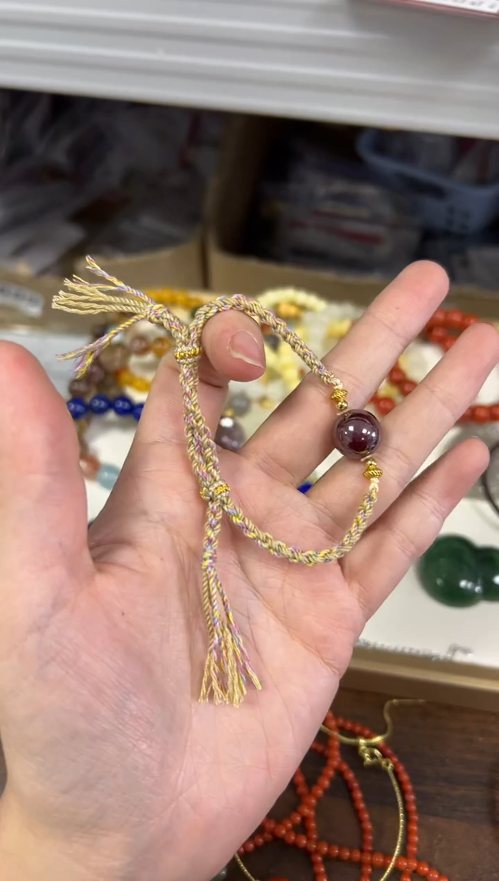 天然辰砂还原砂朱砂圆珠手编手绳[52]