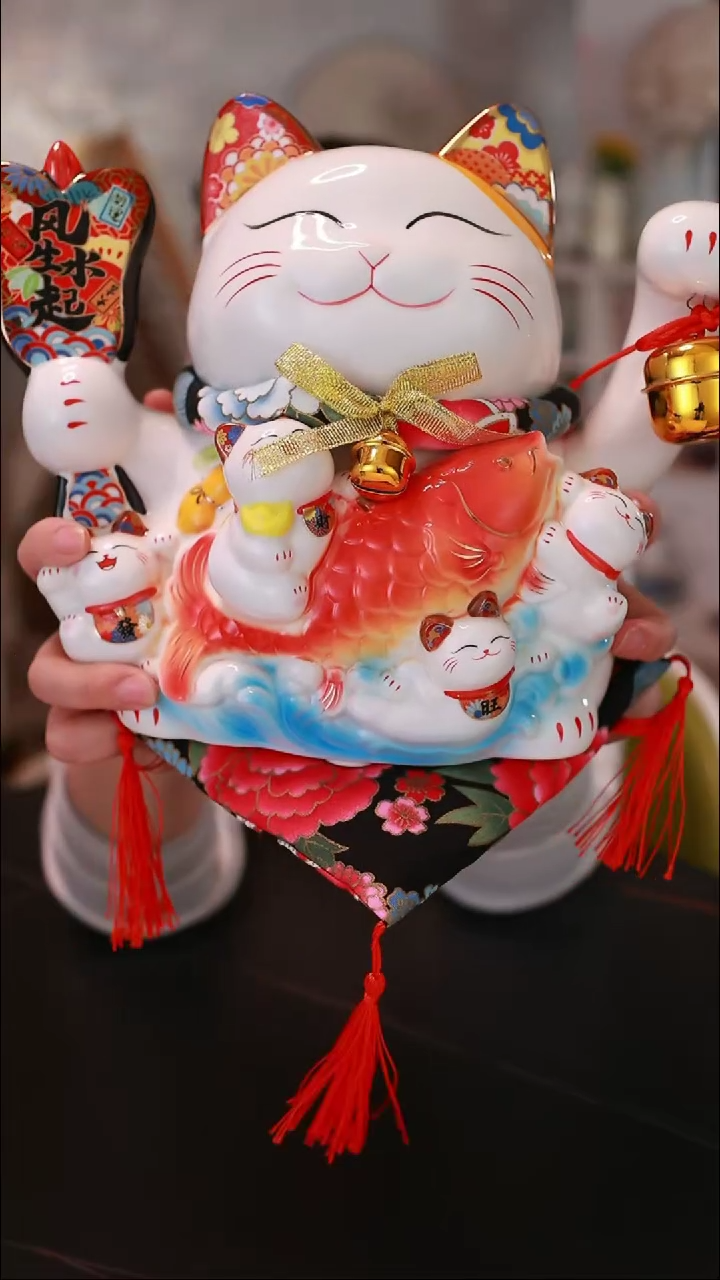 【闪购商品】`11寸风生水起招财猫<E602>
