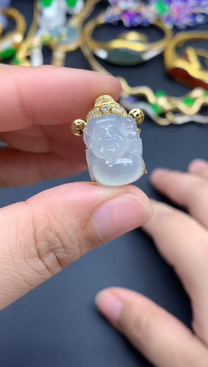 翡翠18K金镶嵌颈饰150-春日珠宝