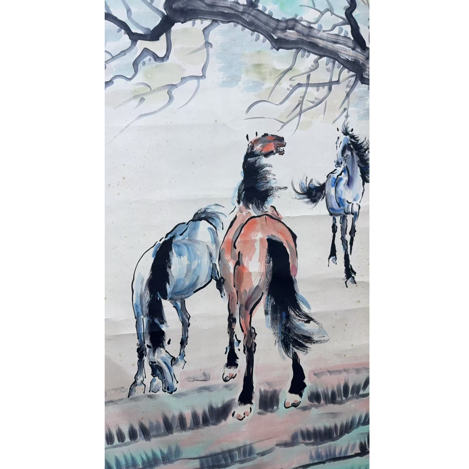 徐老款 三马立轴 135 65 7.8平尺