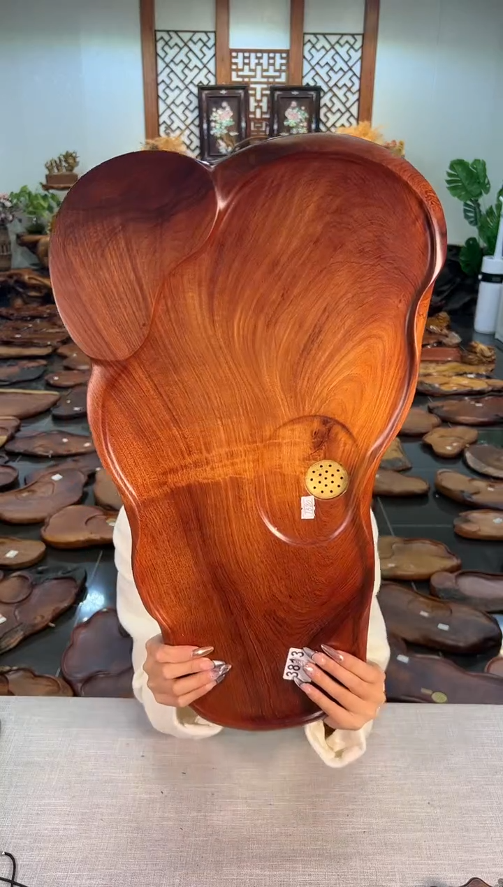 【闪购商品】大果紫檀（缅甸花梨）茶盘3813