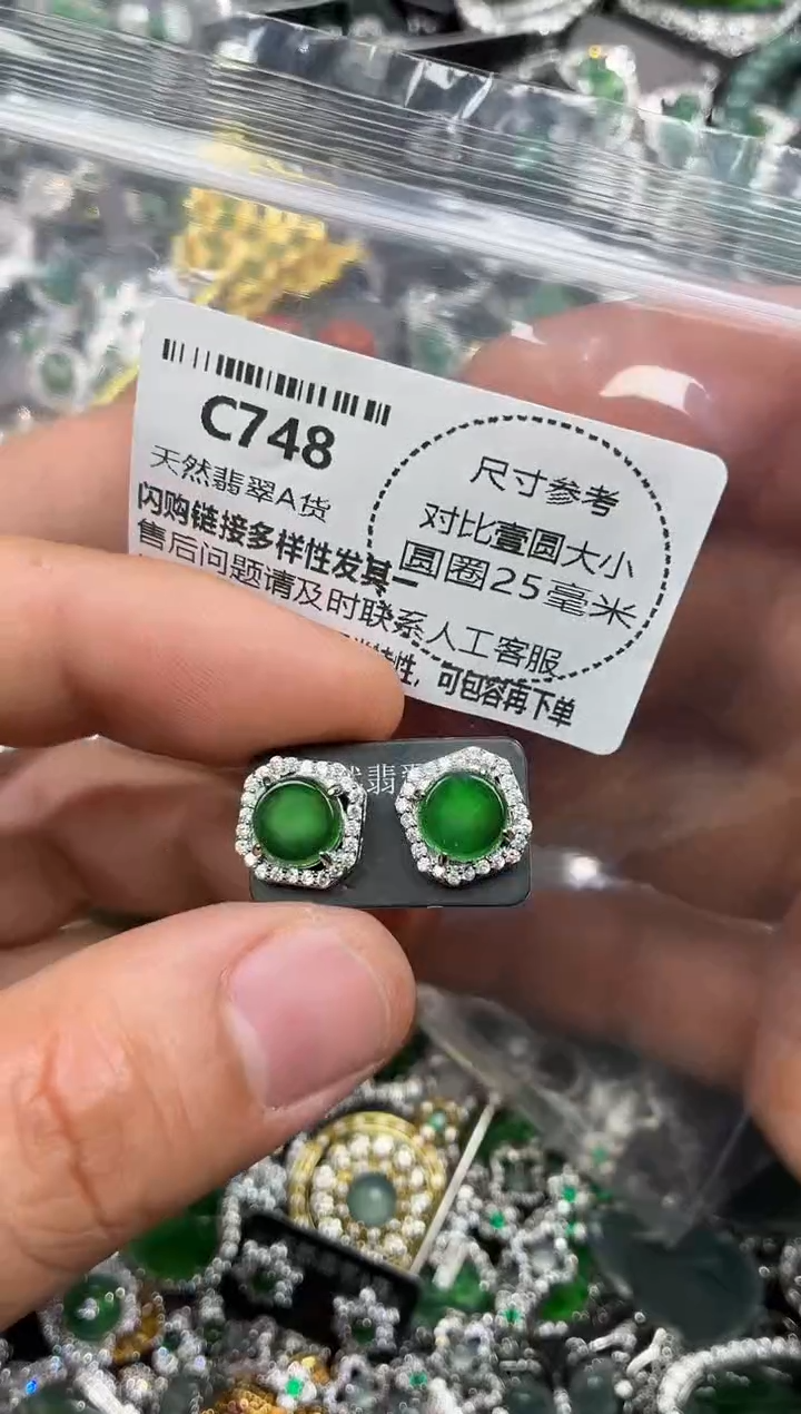 颈饰未镶嵌翡翠C748耳钉