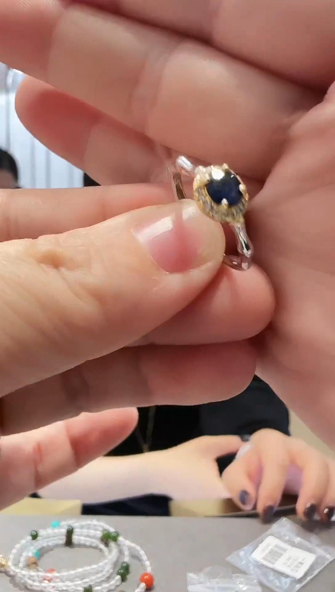 戒指蓝宝石银S925镶嵌安*妮【35】