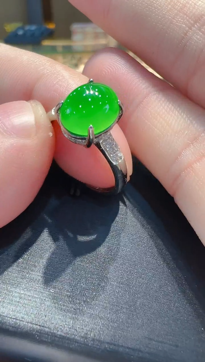 翡翠戒指银S925镶嵌多样性发其一