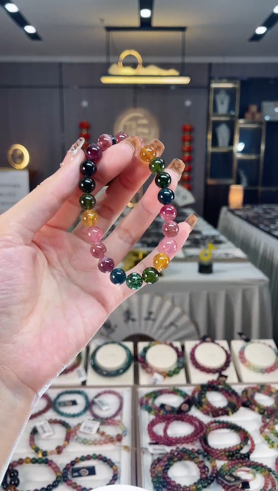 未镶嵌收藏级老矿色标彩虹单圈手串8mm+碧玺dan多样性发货一条