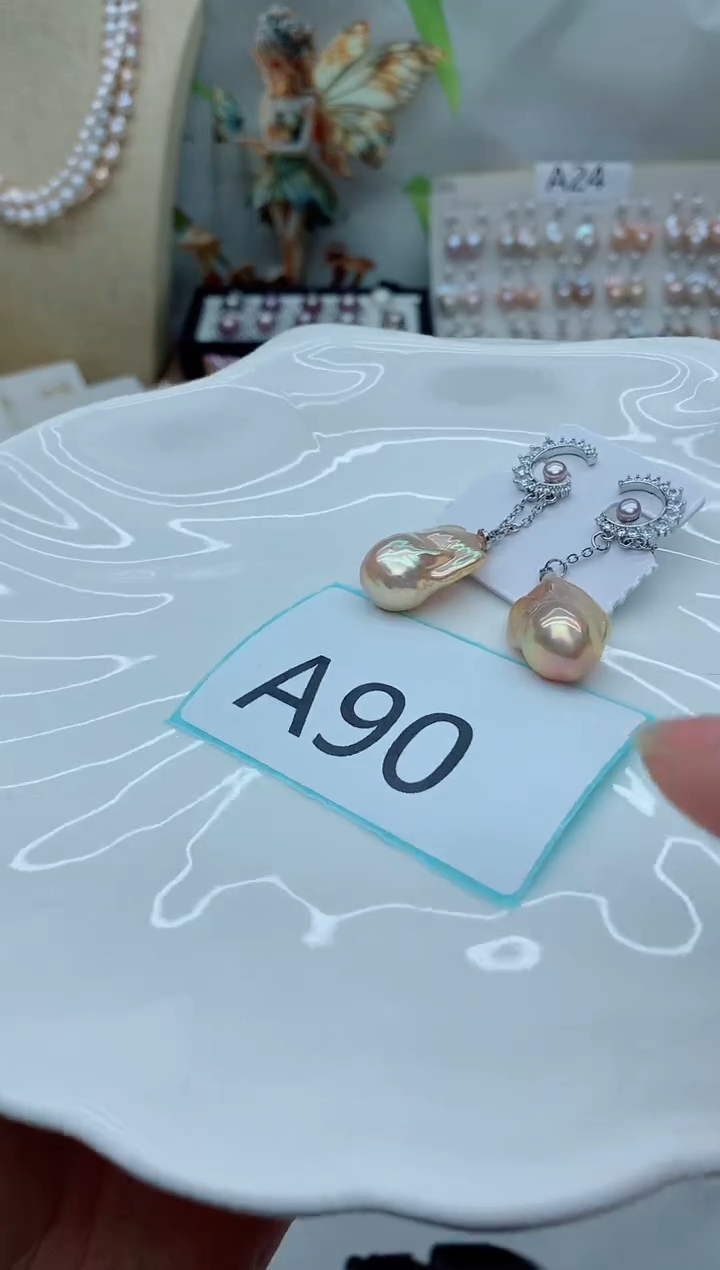 未镶嵌耳饰淡水珍珠迷*子多样性发其一【非无瑕】