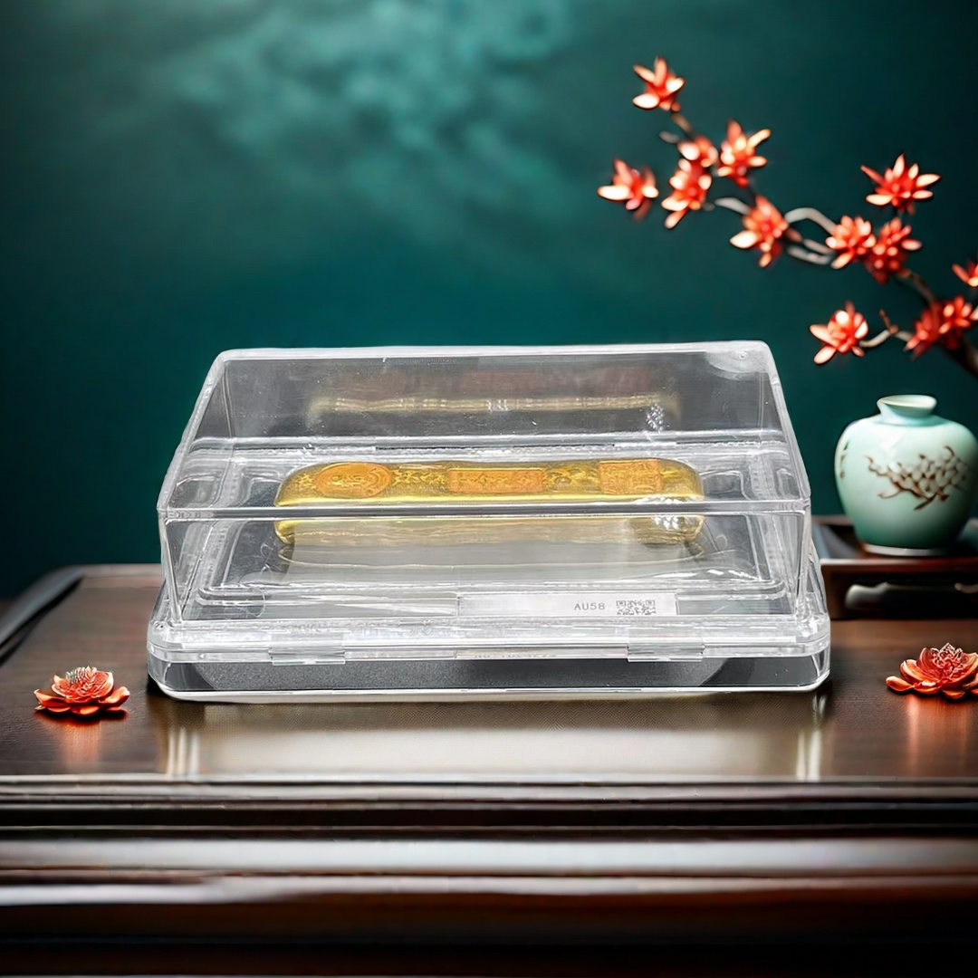 长条金色小黄鱼实心9999 水晶摆件礼盒装G050