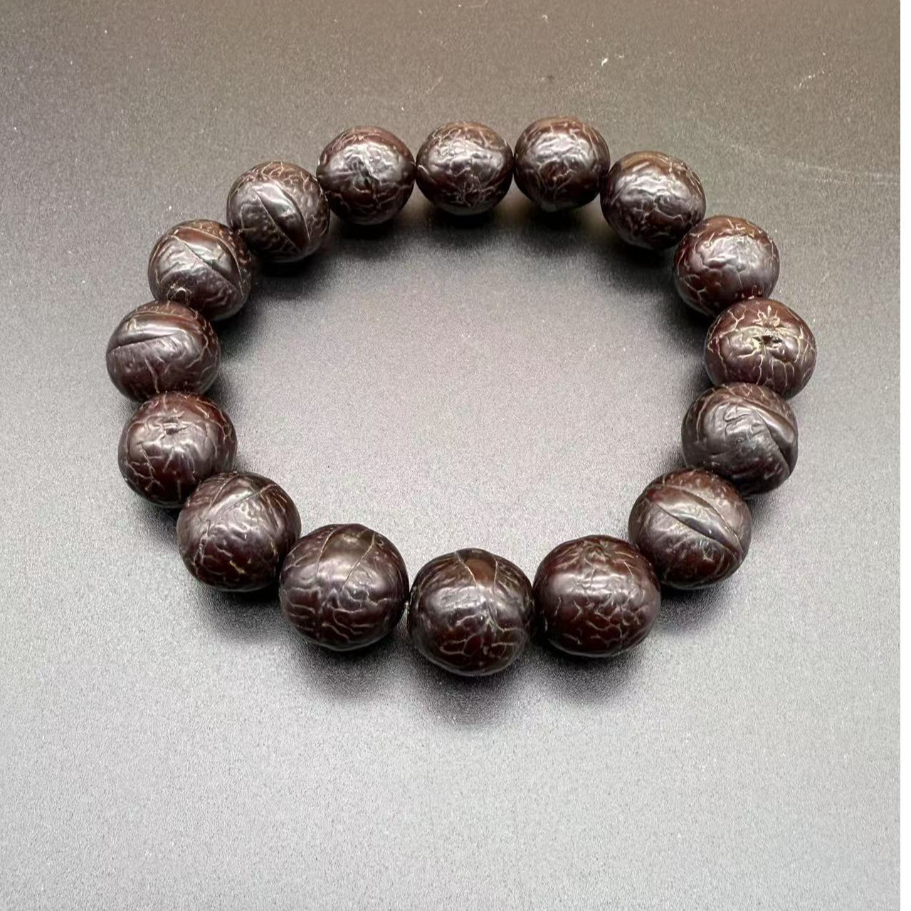 尼泊尔藏式老凤眼 回流手作玉化包浆13mm左右龙珠男女同款