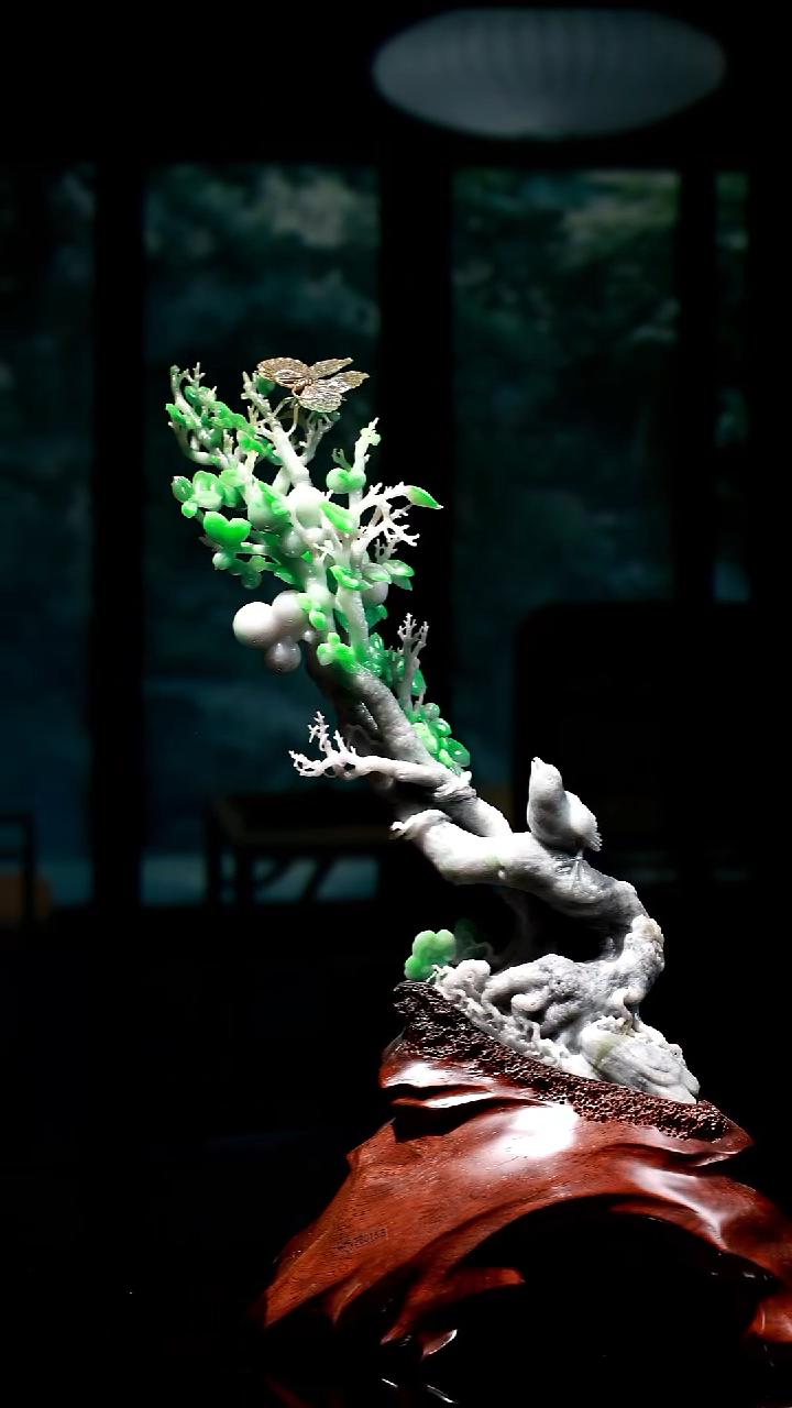 未镶嵌摆件翡翠喜上枝头