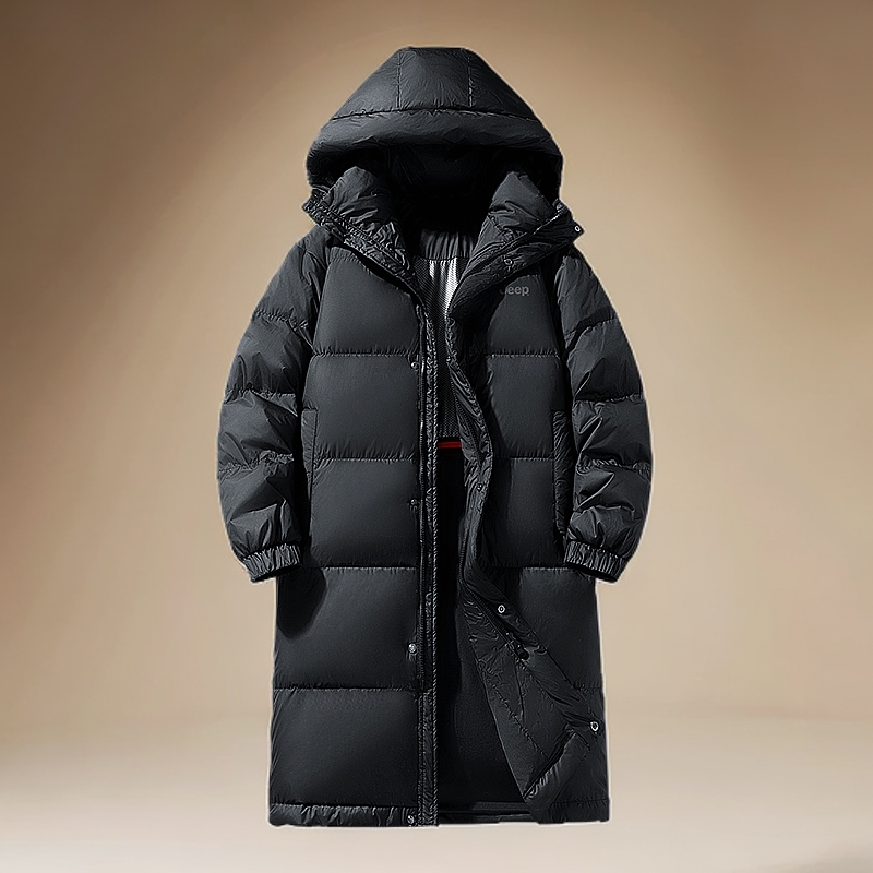 JEEP/吉普男士中长款羽绒服情侣保暖休闲加厚男女冬季中长款大衣