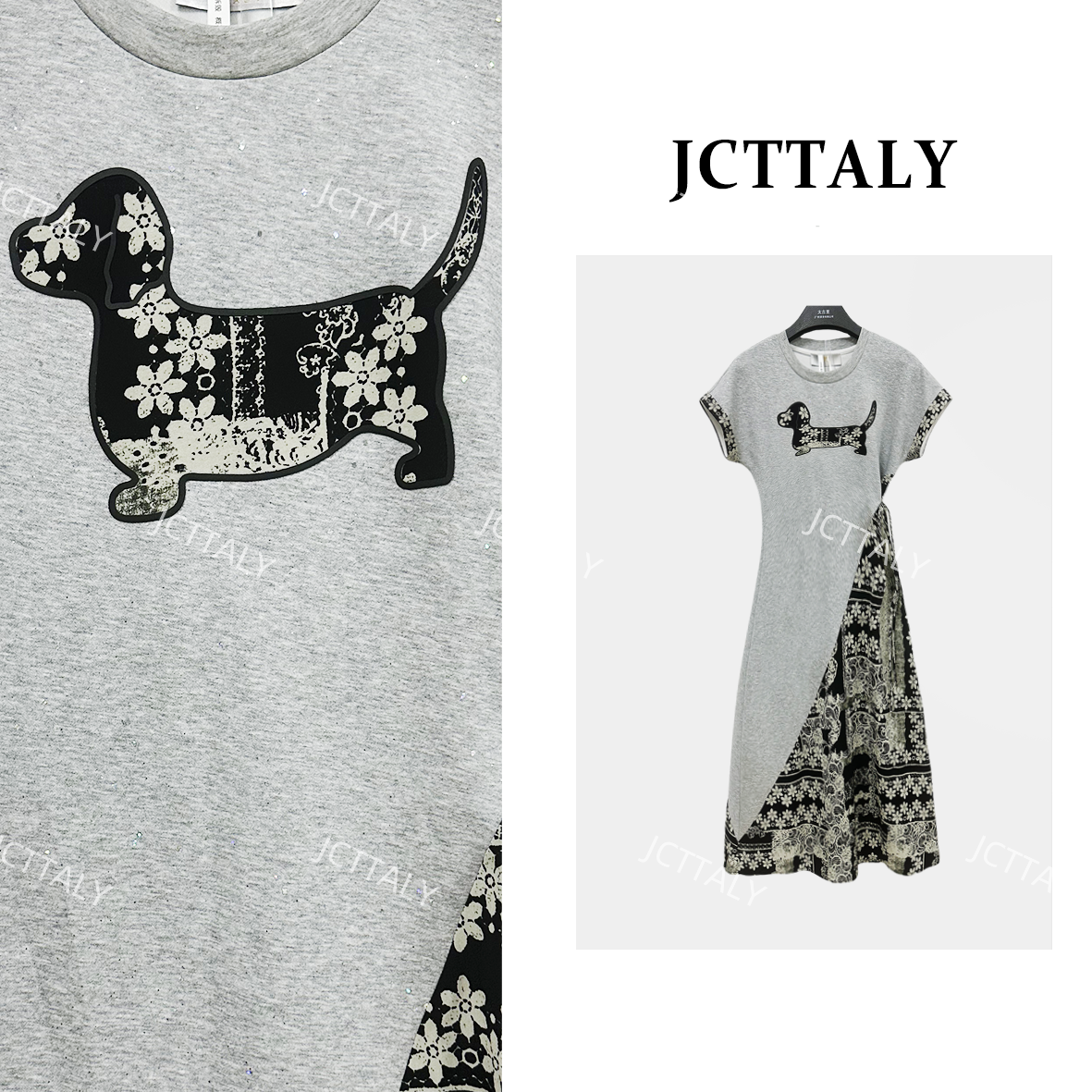 【宠粉价】夏季设计师潮流复古圆领拼接女款连衣裙NH-A119