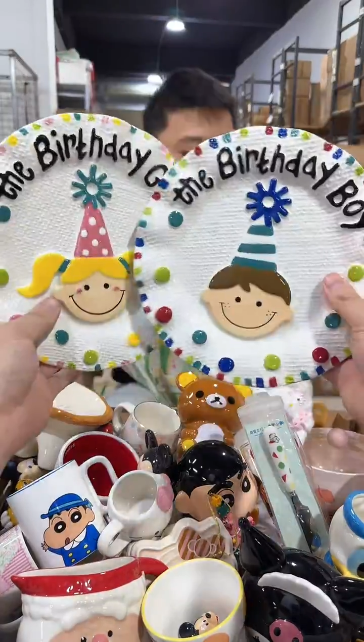 瓷片原盒B款生日盘子2件套