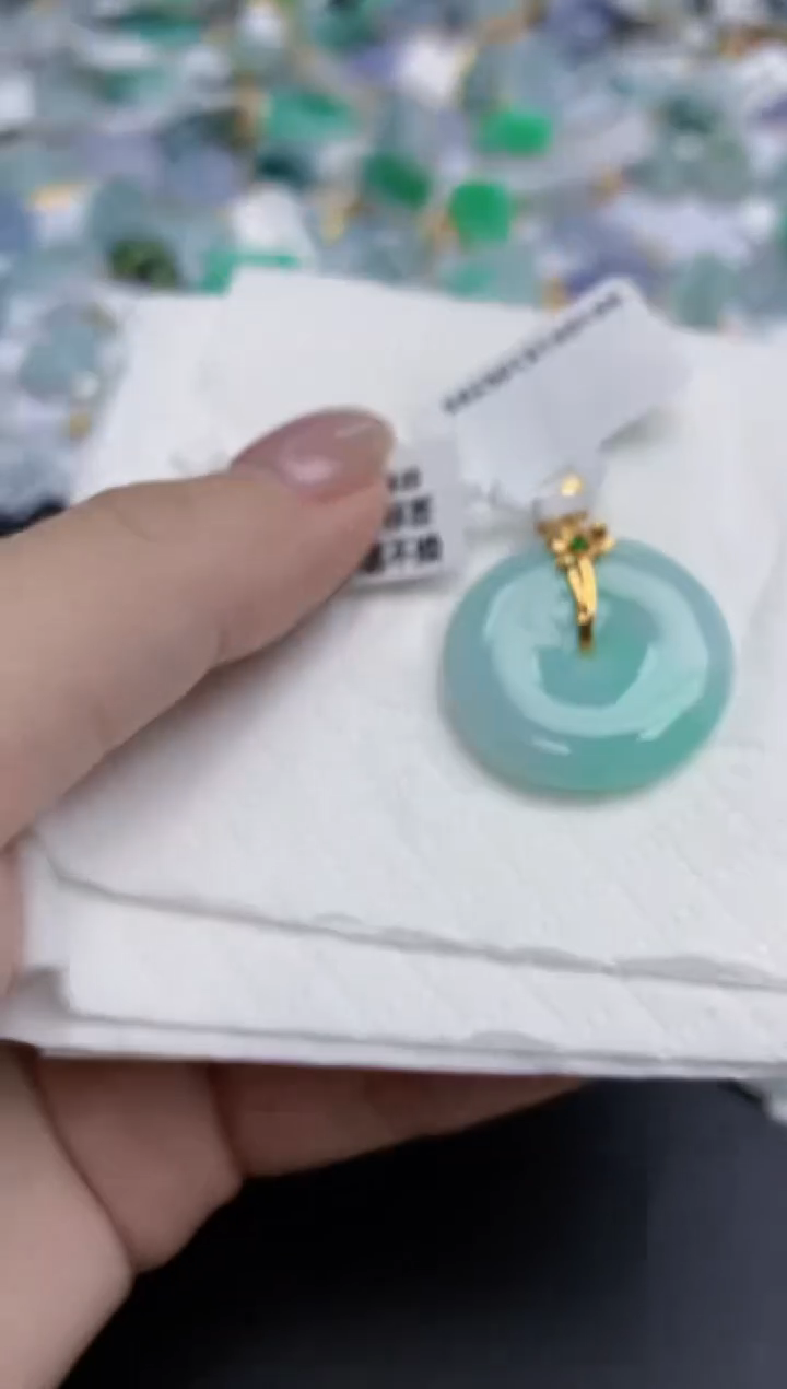 【闪购商品】翡翠颈饰18K金镶嵌天然缅甸翡翠A货