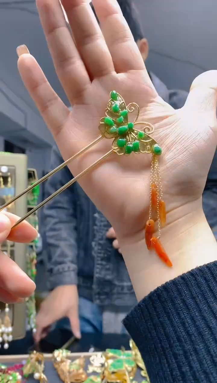 【闪购商品】翡翠耳饰合金071翡翠发簪